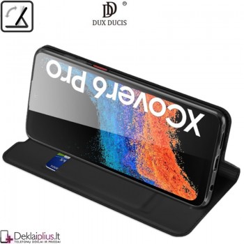 Dux Ducis dirbtinės odos atverčiamas dėklas - juodas (telefonams Samsung Xcover 6 Pro)